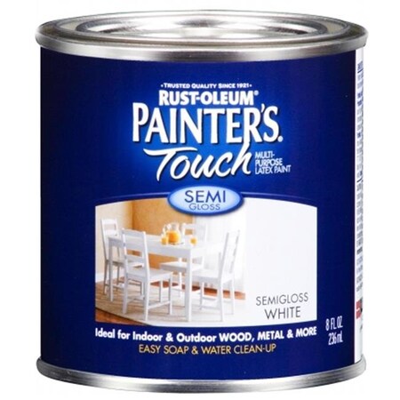 Rust-Oleum Ultra Cover Paint, Semi-Gloss, Acrylic Latex Base, White, 0.5 pt 20066199371